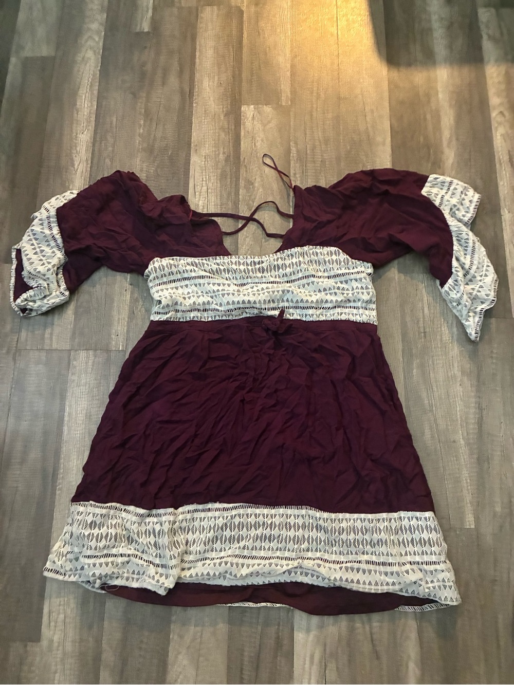 entro Plum Mini Dress with Cream Trim